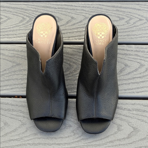 Vince Camuto Leather Open Toe Mules Black Size 9 - Picture 6 of 16